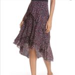 Joie  Brigida Silk Black and Red High Low Ruffle Skirt Photo 9