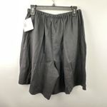 Elisabeth Liz Claiborne Sz 14 100% Linen Shorts Black Elastic Waist Pockets Photo 2
