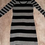 Just Taylor Women's M Black & Gray Striped Knee Length Sweater Dress Size M Photo 6