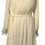 easel Chiffon Dreams Woven Lined Cream Pleated Off The Shoulder Large Dress NWT Photo 2