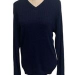 Kenneth Cole  New York Navy Blue V-neck Long Sleeve Ribbed Sweater Photo 0
