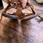 Free People Willow gladiator sandal size 6 Brown leather green tassels wrap boho Photo 12