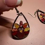 Multicolor Turkey Drop Earrings Red Photo 1