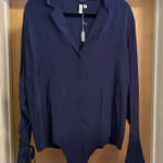 Treasure & Bond NWT!  Navy Tie Front Button Down Blouse - size S Photo 0