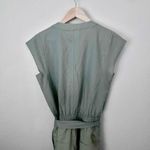 Gap | Cap Sleeve V-Neck Jumpsuit Linen Cotton Tie Waist Sage Green | Size 8 Photo 1
