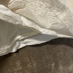 Loft  Dress Womens Large Linen Cream Ivory Lace Overlay Palm Leaf Beachy Knee Photo 5