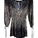 Free People  So Divine Off The Shoulder Romper in Brown Cream Paisley Print, XS‎ Photo 0