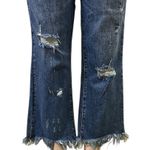 Risen Frayed Kick Flare Distressed Denim High Rise Blue Jeans Raw Hem Womens 32 Photo 4