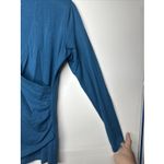 L.L.Bean  Women’s Small Wrap Top Blue Long Sleeve V-Neck Stretch Casual Shirt Photo 3