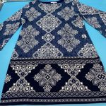 Studio One  New York Women's Blue Patterned Dress 3/4 Length Bell Sleeves Size XL Photo 4
