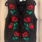 Women’s Black Bobbie Brooks Vintage Christmas Sweater Vest Size L Photo 0