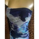 Size S//Fuzzi Strapless Bandeau Halter Blue Floral Jumpsuit Photo 5