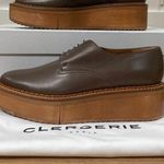 Clergerie Brooks Wooden Effect Platform Oxford Brown Leather Sz 5.5 US 36 EU NIB Photo 2