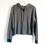Hollister Must have collection Navy Striped Waffle Knit Hoodie Photo 4