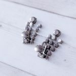 Vintage Screw On Earrings Light Blue Gems Three Row Dangle Photo 5