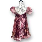 Lulus Red Floral Organza Mini Dress Puff Sleeve Rosette Wedding Guest Coquette S Photo 3