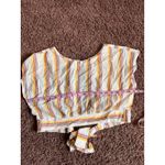 Band of the Free Women's Striped Cropped Tie Back Top Casual Size Small NWT Tan Photo 6