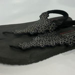 Skechers yoga mat slingback flip flops silver floral gems women's size 9.5/10 Photo 0