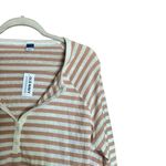 Old Navy Top Womens Large Petite Multicolor Stripe Cotton Half Button Blouse Photo 2