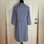 Talbots  Blue and White Geometric Shirt Dress with gold buttons size PM NWT Photo 3