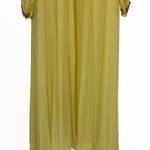 70’s Vintage Yellow Maxi Dress Embroidered Sheer Long Sleeve Ribbon Trim Gown Size M Photo 5