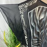 Gemstone Black & Gray Zebra Print Sheer Short Sleeve Blouse Top 2X/3X Photo 2