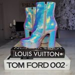 Alexandre Birman New  Loreta Holographic Leather Platform Bootie Boot Womens 37 Photo 4