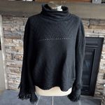 John + Jenn  Black Cowl Neck Sweater with Fringe Photo 2