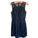  Dresses Aidan Mattox Brocade Blue Black Cocktail Dress Photo 1