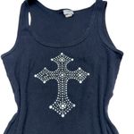 Cozy Casual Vintage Y2K Studded Cross Ribbed Gothic Tank Top Photo 1