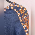 Free People  bell sleeve crop top size XS embroidered paisley pattern navy blue Photo 5