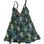 Victoria's Secret Floral Lace Babydoll Nightgown Medium Black Multicolor Stretch Photo 0