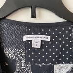 James Perse  V-Neck Patchwork Top Black‎ Combo 1 equals S Photo 3