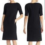 Lafayette 148 Black Cyra Lace Panel Square Neck Short Sleeve Shift Dress Medium Photo 11