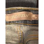 Just USA  Skinny Jeans Blue Denim Cropped Raw Hem Pockets Size 2P Petite Photo 4