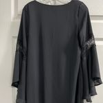 Sage  Black V Neck Lined Bell Sleeve Top - Size Medium - EUC Photo 1