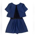 ASTR  Navy Blue Lace Shorts Romper Sheer Layered Womens Small Photo 1