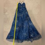 Windsor Womens Royal Blue V-neck Glitter Hi-cut Slit Prom Dress Photo 5