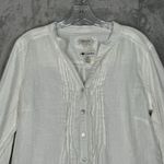 Malvin Shirt Womens 8 White Linen‎ Button Up Blouse Preppy Neutral Minimalist Photo 3