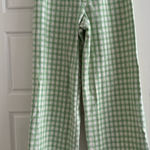 ZARA  Women’s Green and White Gingham Plaid Wide Leg Pants Size Medium Photo 0