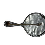 Antique Art Nouveau Silver Floral Mirror Brooch Photo 6