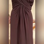 Tadashi  Collection Brown Shell 100% Silk Chiffon V-Neck Twist Front Sz 12 Photo 6