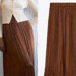 ZARA WOMAN Brown Flowy Lightweight Crinkle Effect Midi to Maxi Skirt Size Medium Photo 2