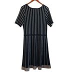 Gabby Skye Women Sweater Dress 1X Black Tan Stripe Swing Hem Trendy Office Photo 2