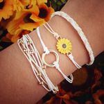 Sunflower String Bracelet Handmade Braided Rope Charms Boho Surfer Bracelet 4Pc Photo 0