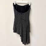SETA Glittery Strapless Asymmetric Tube Mini Dress Black / Silver Women's S Photo 3