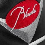 Rhude PS21 Classic Hat Black Leather baseball cap with multicolor embroidered racing logo on front Photo 6