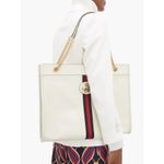 Gucci Ivory White Rajah Web-Striped Leather Tote Bag Photo 1