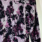 Garnet Hill Garnett Hill Cardigan Merino Wool Cardigan‎ Sweater Womens Medium Trees Purple Photo 0