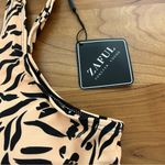 Zaful NWT Women’s Tan And Black Floral Like Patterned Bikini Top Size 8 Padded Photo 1